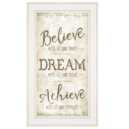 Homeroots Believe 2 White Framed Print Wall Art 405431