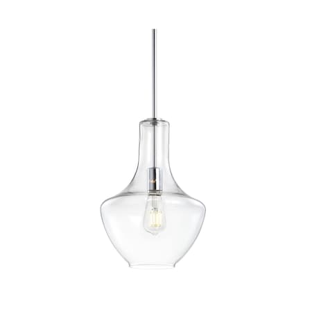 Jonathan Y Watts 10.5" 1-Light Mid-Century Modern Iron/Glass LED Pendant, Chrome/Clear JYL6400A