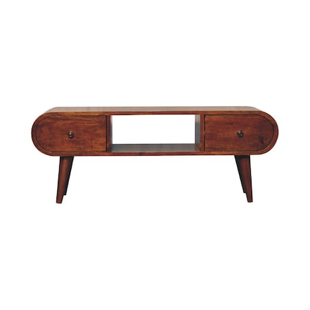 Homeroots 39in Brown Solid Wood Enclosed and Open Storage TV Stand 727855