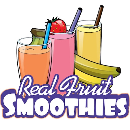 Signmission Real Fruit Smoothies, 24 Inch, Decal D-DC-24-Real Fruit Smoothies