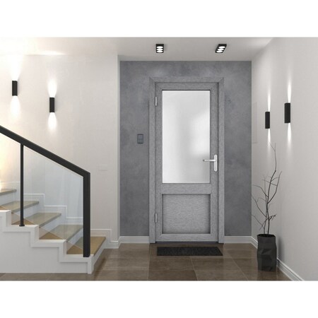 Vdomdoors Front Exterior Prehung FiberGlass Door Frosted Glass / Manux 8422 Grey Ash / Office Commercial and MANUX8422EXD-SS-W36 x H80-RH