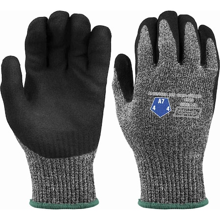 Ironwear A7 Cut Resistant HPPE Knit Gloves with Sandy Nitrile Palm, X-Small 4925-XSM