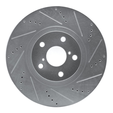 Dynamic Friction Co DFC Brake Rotor - Drilled and Slotted - Silver 631-76063D