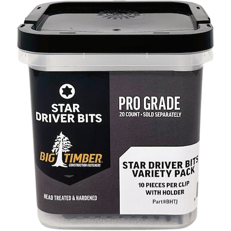 Big Timber 10-Piece 2'' Star Drive Impact Screwdriver Bit Set Bulk BHTJ