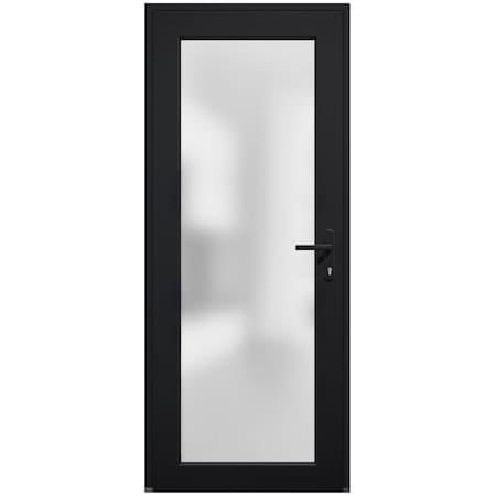 Vdomdoors Front Exterior Prehung FiberGlass Door Frosted Glass / Manux 8102 Matte Black / Office Commercial a MANUX8102EXD-BLK-W36 x H80-LH