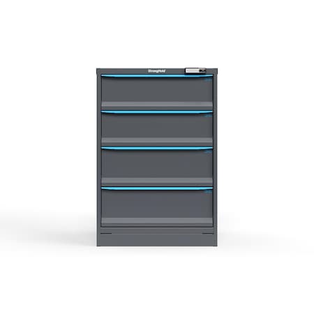 Strong Hold 4 drawer cabinet - (2x 8ft, 2x 9ft) - Blue accents - Electronic Lock S3044-PPRAS-0401FS