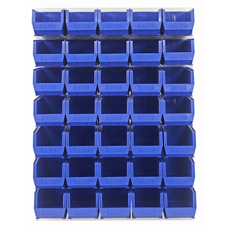 Quantum Storage Systems 48X61 HC LOUVERED PANEL W/35 BINS BLUE QLP-4861HC-240-35BL