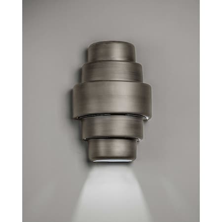 Luxury Lighting Fasciato 15.5 in Tall Ceramic Outdoor Wall Light, Rubbed Pewter Paint Finish, 2PK (2) 122-00-APew-ud-7