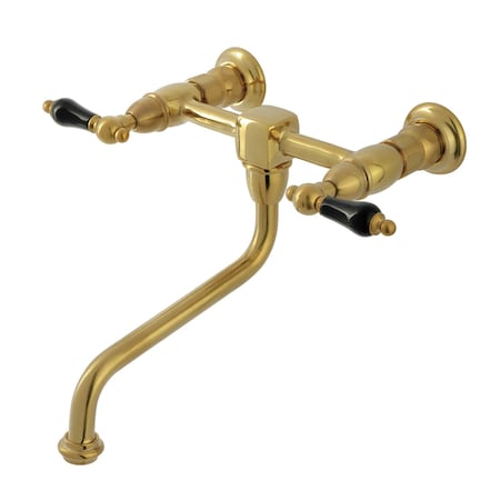 Kingston Brass Double-Handle Wall Mount Bathroom Faucet, Brushed Brass KS1217PKL