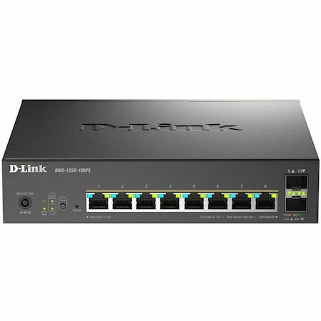 D-Link 10 PORT MULTI-GIGABIT SMART POE SWITCH CONSISTS OF 8 X 2.5GBASE-T POE PORTS AND DMS-1250-10SPL