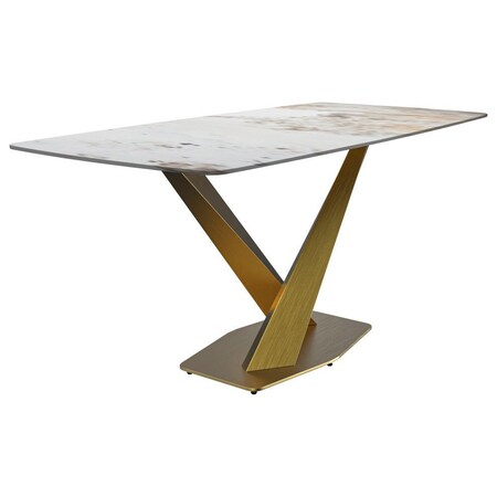 Leisuremod Rectangular 55.11 in W, 29.9 in L, Sintered Stone/ Stainless Steel, White Grey VTG-55CG-S