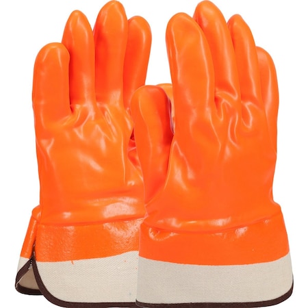 Vendor Brand Cotton Jersey Glove with PVC Coating, White/Orange, Universal - 12 Pairs 1017OR
