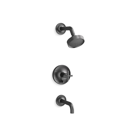 Kohler Purist Rite-Temp bath and shower trim kit with push-button diverter and cross handle, 2.5 gpm T14421-3-BGP
