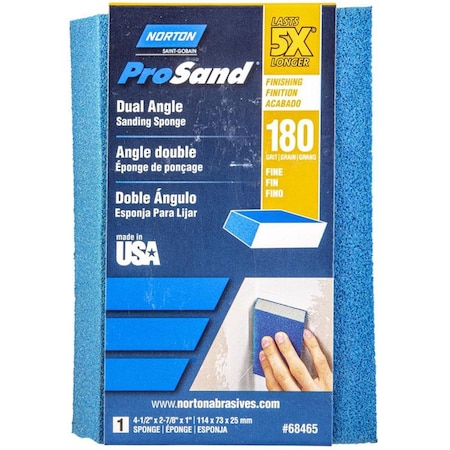 Norton Co 4.5 x 2.87 x 1 in. ProSand 180 Grit Fine Dual Angle Sanding Sponge, Blue 1024388