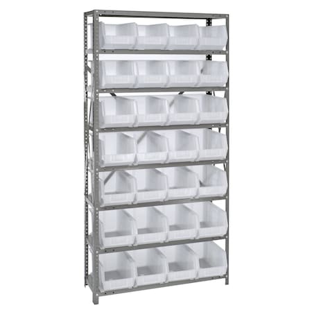 Quantum Storage Systems 8 SHELF UNIT W/28 BINS CLEAR QSBU-239CL
