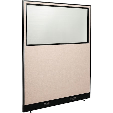 Global Industrial Interion Electric Office Partition Panel with Partial Window, 60-1/4"W x 76"H, Tan 694713WETN