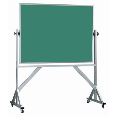 Aarco Mobile Reversible Freesting Green Porcelain Chalkboard w/ Clear Satin Anodized Al Frame, 48''Hx72''W ARS4872G