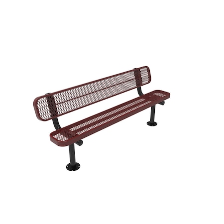 Mytcoat 6ft Outdoor Bench with Back, Surface Mount, Red, Expanded Metal, Textured Coating 804186