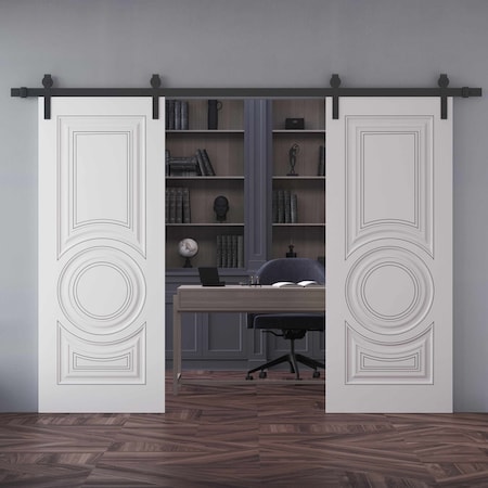 Sartodoors Double Barn Door 48x80 inches White Solid Core Modern Interior ROYAL9855DB-B-EMAL-48