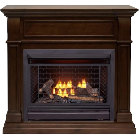 Bluegrass Living Vent Free Natural Gas Fireplace System, 26,000 BTU, Remote Control, Walnut Finish B300RTN-4-W