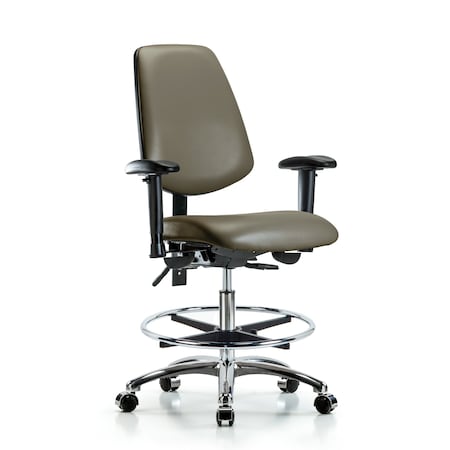Blue Ridge Ergonomics Vinyl Chair, Vinyl, Adjustable Arms BR-VMBCH-MB-CR-T1-A1-CF-CC-8809