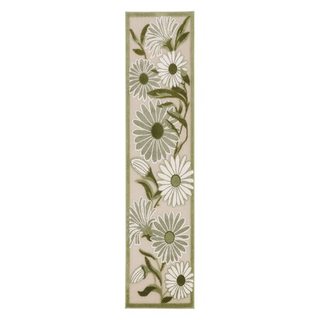 Homeroots 6' Ivory And Green Floral Indoor Outdoor Runner Rug 548028