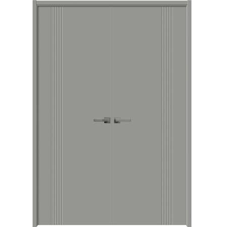 Sartodoors Interior Solid French Double Doors 72 x 80 inches, BASIC 0111 Dove Grey, Wood Interior Solid Panel BASIC0111DD-MAG-72