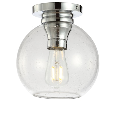 Jonathan Y Atlas 7.75" Metal/Seeded Glass LED Flush Mount, Chrome JYL7443C