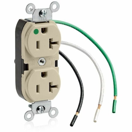 Leviton Duplex Straight Blade Receptacle, 5-20R, 20 A, 125V AC, 2 Pole, 3 Wire, Surface Mount 8300-LI