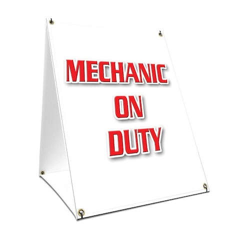 Signmission Mechanic On Duty, 36 Inch x 24 Inch A-frame Yard Sign, Plastic Sign SBC-2436-Mechanic On Duty