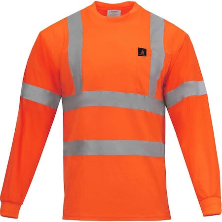 Ironwear Class 3 Hi Vis Reflective Flame Retardant Long Sleeve Safety Shirt with Chest Pocket, Orange, 4XL 1204FR-O-TP-4XL