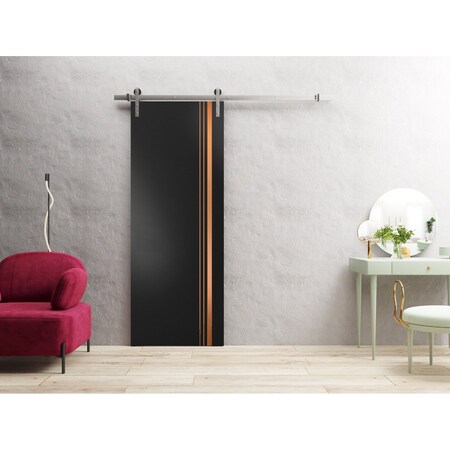 Sartodoors Sturdy Barn Door with Hardware Planum 1010 Black Solid Core Modern Interior PLANUM1010BD-S-BLK-18