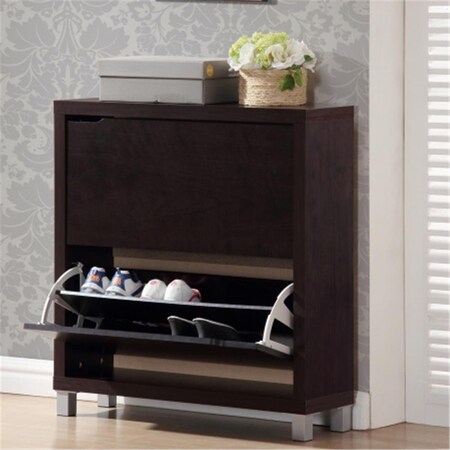 Wholesale Interiors FP-2OUS-Cappucino Simms Dark Brown Modern Shoe Cabinet 847321007789