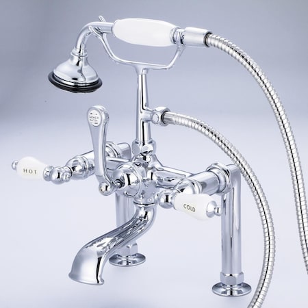Water Creation Vintage Classic 7 in. Spread Deck Mount Tub Faucet - Chrome, Silver F6-0006-01-CL