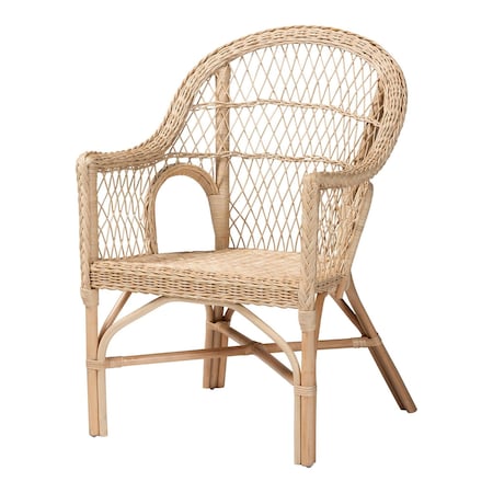 Bali & Pari Zaira Modern Bohemian Natural Rattan Arm Chair 255-14461-ZORO