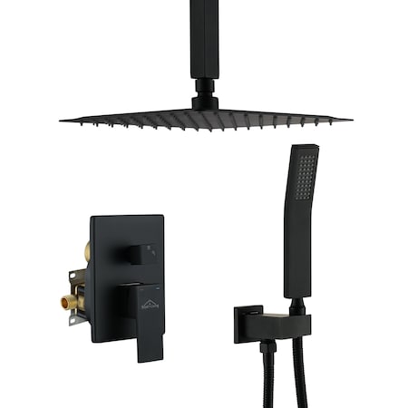 Casainc 10in. Ceiling Mounted 2-Function Shower System Set, Black CS-A3806-10MB
