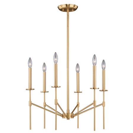 Vaxcel Kedzie 6 Light 2 Tier Brass Mid-Century Modern Chandelier H0178