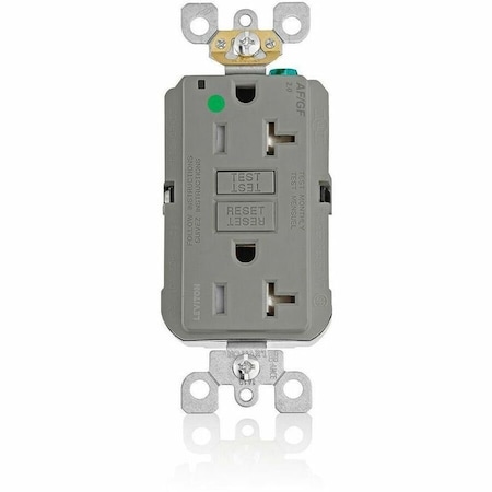 Leviton Receptacle, 20 A, 125V AC, Gray AGTR2-HGG