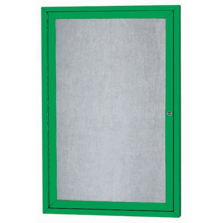 Aarco Outdoor Illuminated Enclosed Bulletin Board w/ Al Frame, Powder Coated Green, 48''Hx36''W ODCC4836RIG