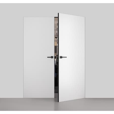 Sartodoors Modern Solid Double Hidden Door with Handle, Planum 0010 Primed with Black Hidden Frame 64" x 96" R PLANUM0010DHFB-PR-64 x 96-RH-O