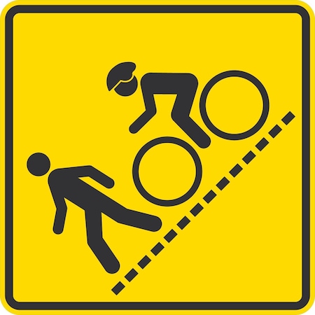 Lyle Pedestrian And Bike Crossing Symbol, 24x24, High Intensity Prismatic, Yellow G-13219-HI_24x24