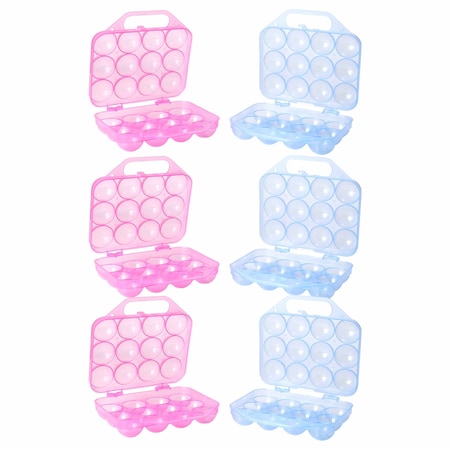 Basicwise Clear Plastic Egg Carton, 12 Egg Holder Carrying Case with Handle, Set of 6 QI003329.6