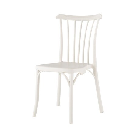 Homeroots Set of Four 22" White Heavy Duty Plastic Outdoor Stacking Dining Chairs 565184