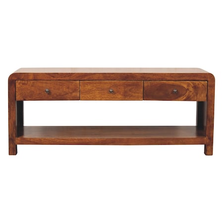 Homeroots 43in Brown Solid Wood Enclosed and Open Storage TV Stand 719194