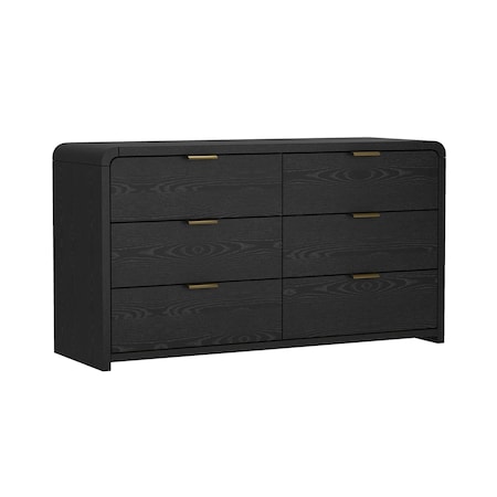 Manhattan Comfort Grace 60" Dresser in Black, 6-Drawer DR009-GBK