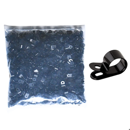 Cable Ties Unlimited Cable Clamp, 3/16 in Bundle Dia, 1/2 in W, Nylon 6/6, Black, 1000PK CC5-3/16-0M