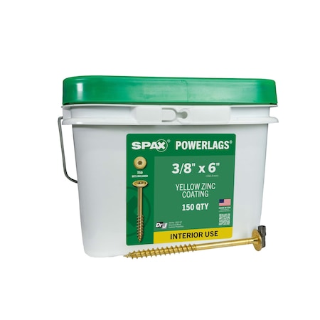 Spax 3/8 in x 6 in Interior Structural Wood Lag Screws Powerlags Washer Head T-Star Bulk Pail, 150PK 3581021001520