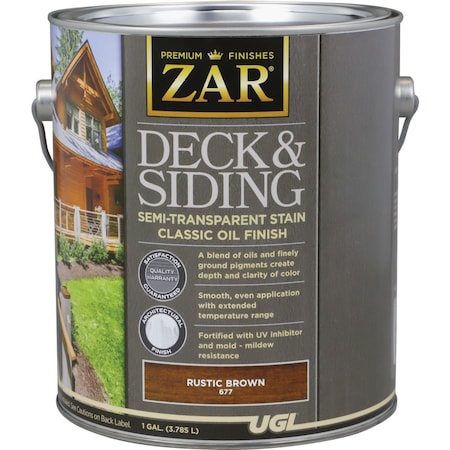 Zar Semi-Transparent Deck & Siding Stain Rustic Brown 1 Gal. 832889