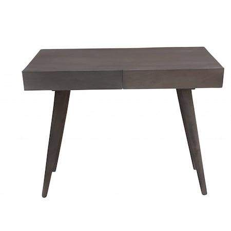Homeroots 39" Gray Acacia Solid Wood Writing Desk With Three Drawers 489188