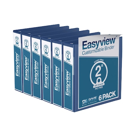 Davis Group Easyview Premium, Round Ring, Customizable, View Binder, (Royal Blue, 2"), PK6 8413-92-06